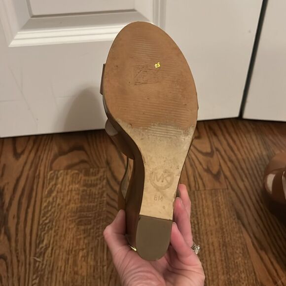 Michael Michael Kors Leather Platform Wedge Sandal Size 8 - Picture 6 of 6